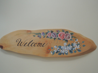 注文（オーダー）依頼前に見る作品～玄関先に飾るウェルカムボード～薔薇の花とその他の草花を配置